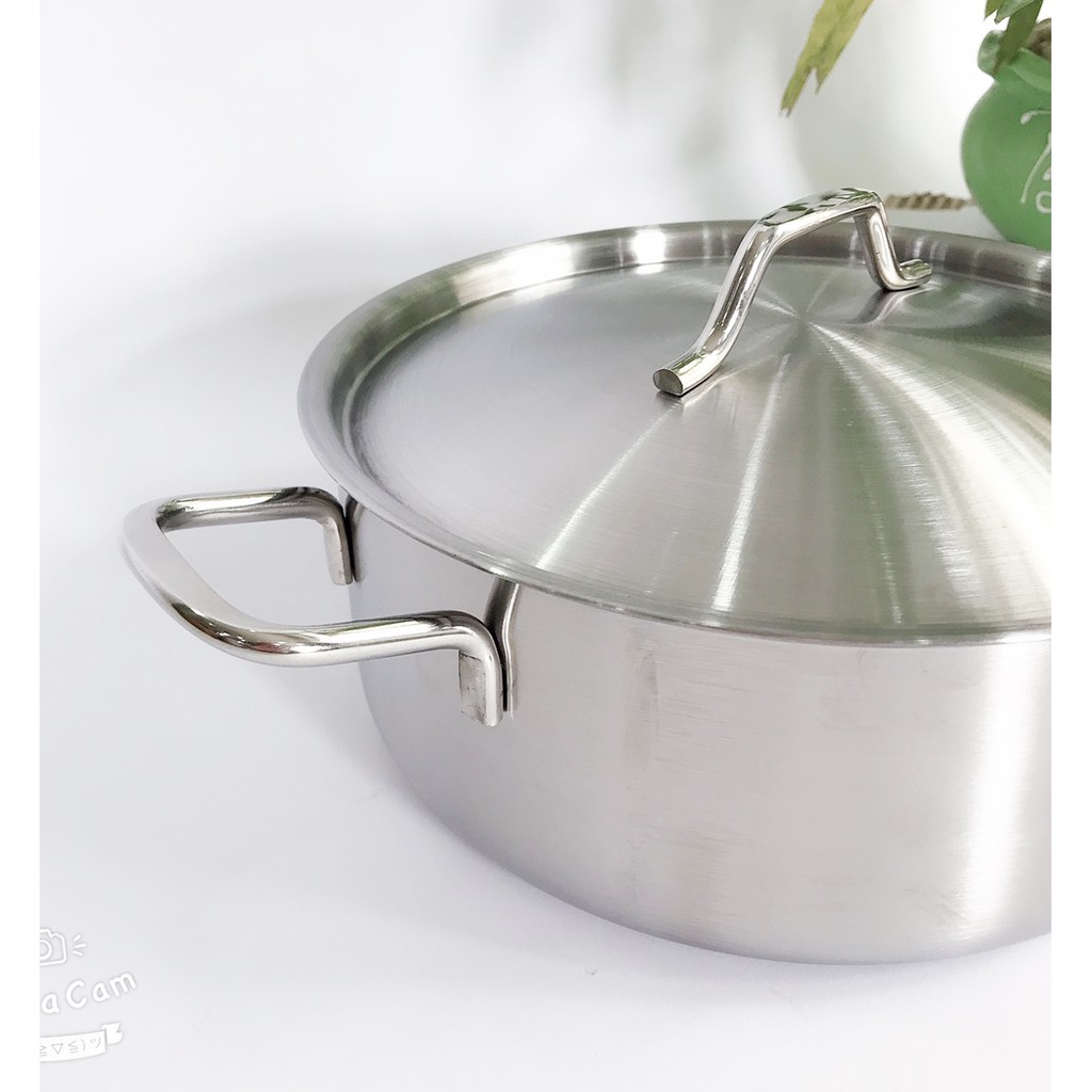 Bộ Nồi Inox 430 cao cấp 1 Đáy Fivestar 3 Chiếc Nắp Inox , dùng được mọi bếp , tặng 1 rổ inox 22cm