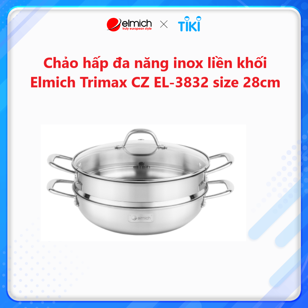 Chảo hấp đa năng Inox liền khối Elmich Trimax Czech EL-3832 size 28cm