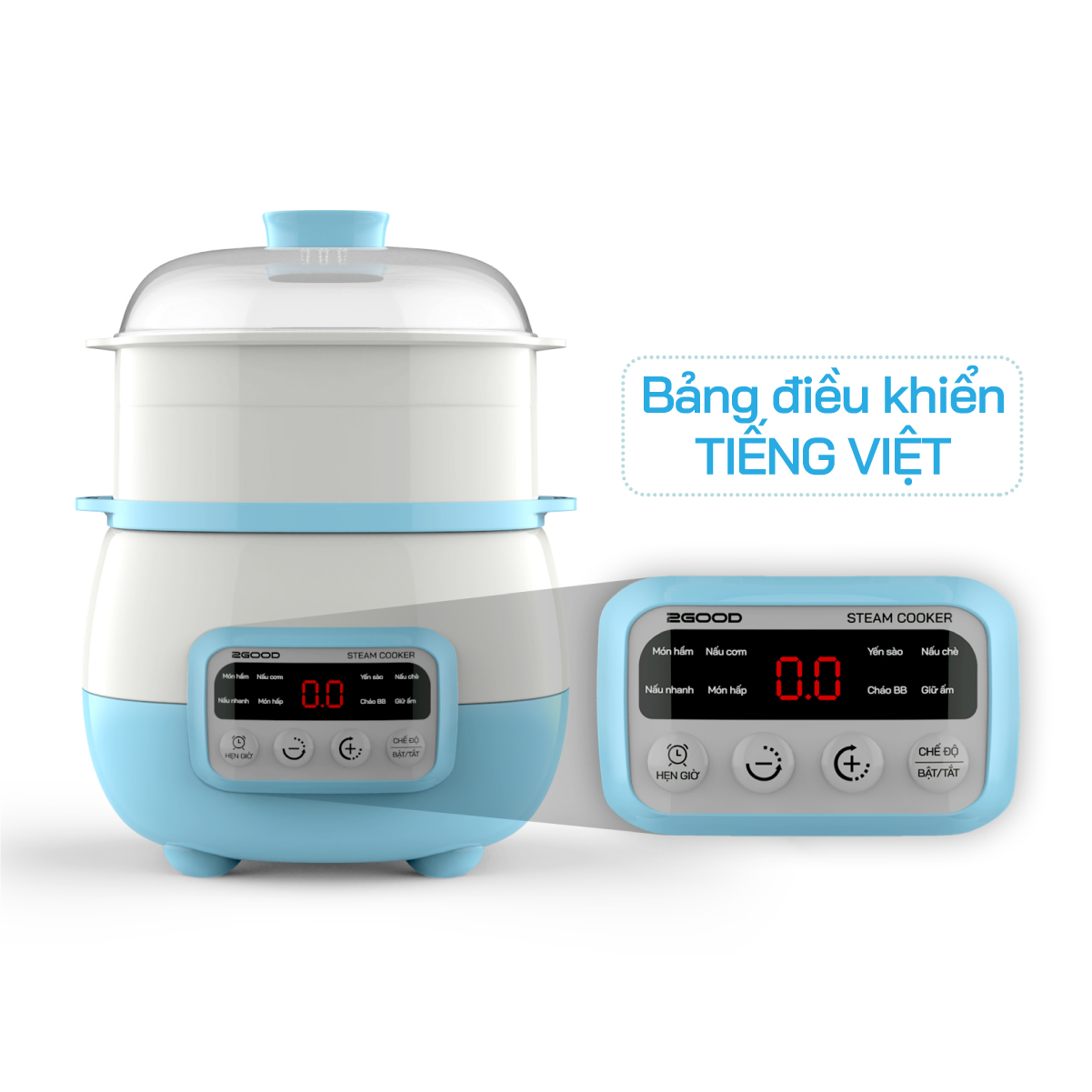 Nồi Nấu Cháo Cách Thủy 2 Tầng 2GOOD A300 (3,1 Lít) - Hàng Chính Hãng