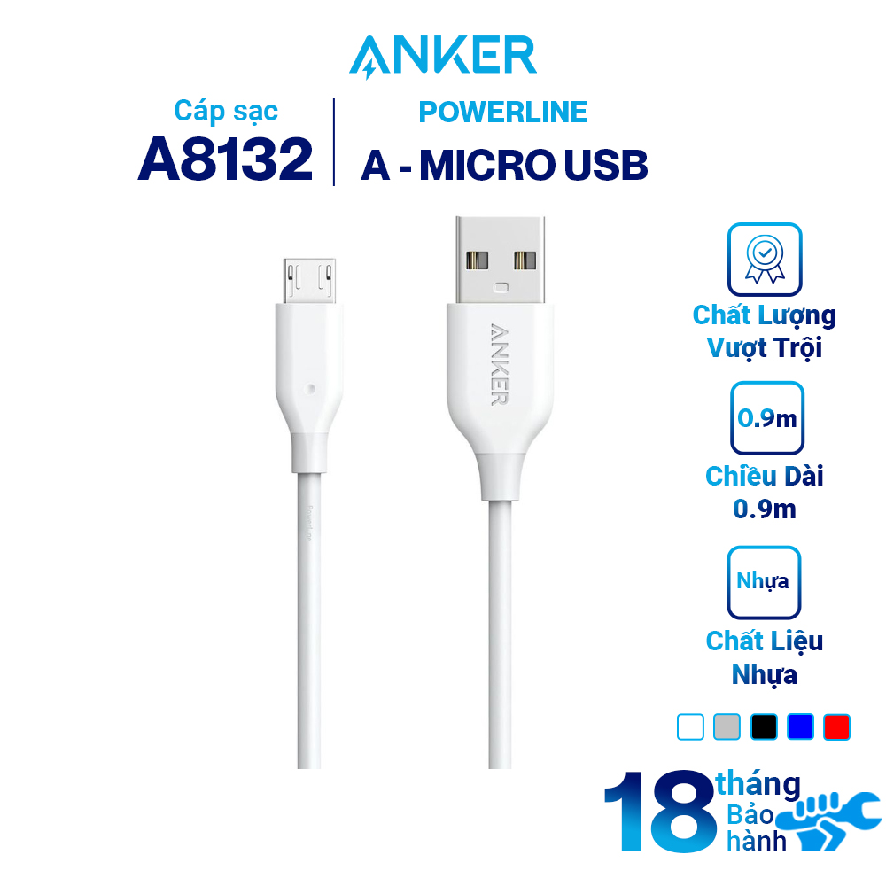 Dây Cáp Sạc Micro USB Anker PowerLine 0.9m - A8132 - Hàng Chính Hãng