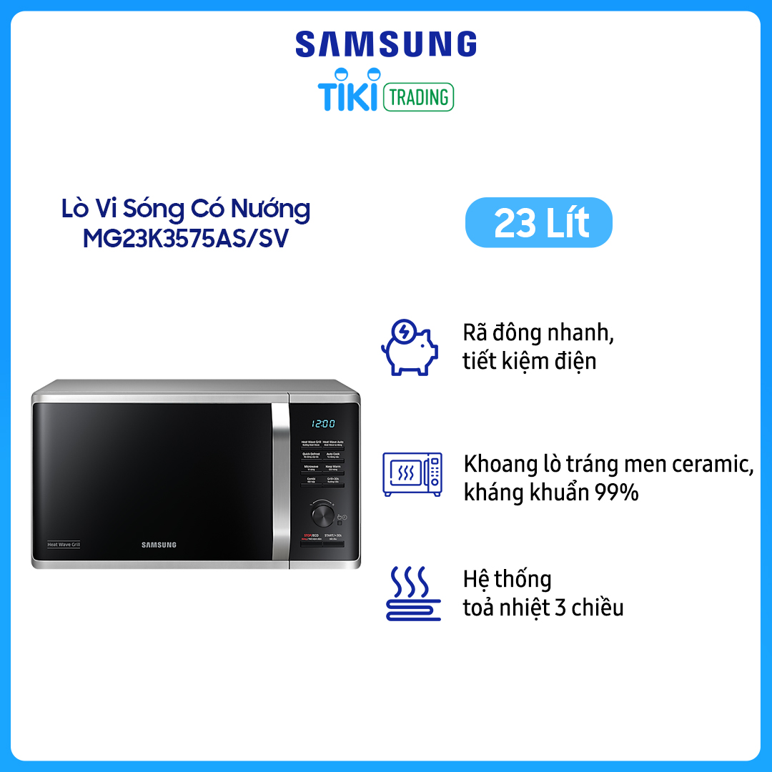 Lò Vi Sóng Có Nướng Samsung MG23K3575AS/SV (23 lít) - Hàng chính hãng