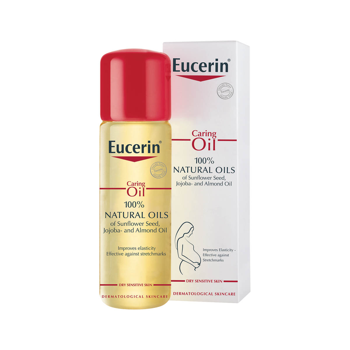 Eucerin Natural Caring Oil, dầu chống rạn da bà bầu (125mL, free sữa tắm pH5 200mL)