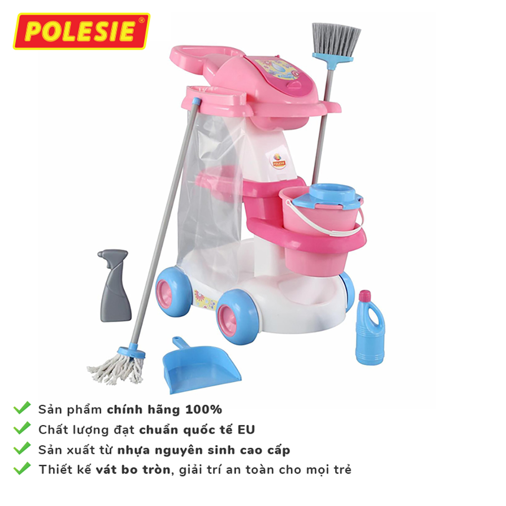 Bộ Đồ Chơi Xe Đẩy Dọn Vệ Sinh Khách Sạn Cho Bé Số 4 Polesie 58881 Kích Thích Tinh Thần Sáng Tạo, An Toàn, Thông Minh