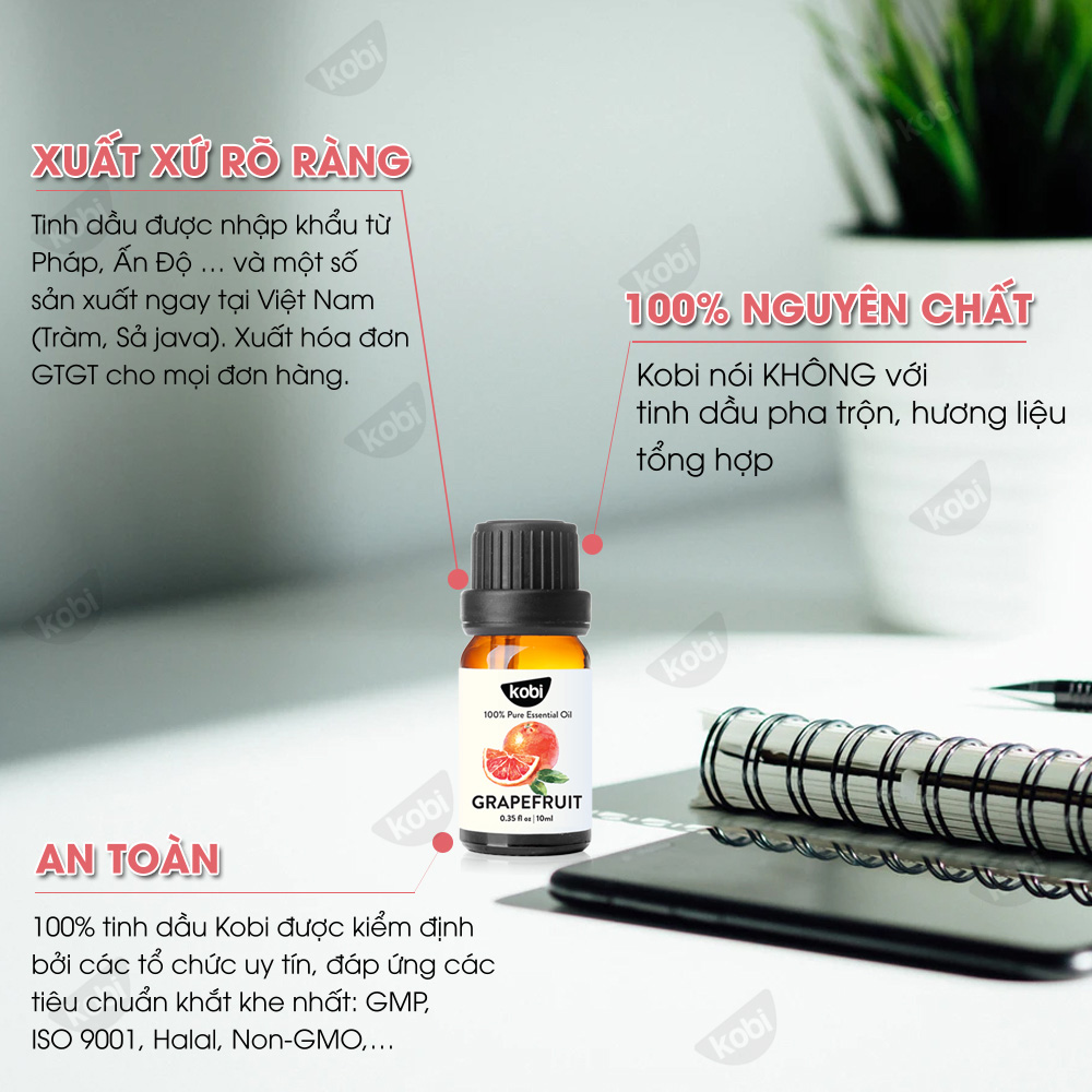 Combo Tinh Dầu Sả Chanh Kobi + Tinh Dầu Bưởi Hồng Kobi - Tinh Dầu Thiên Nhiên Nguyên Chất, Giúp Giảm Stress, Xua Đuổi Côn Trùng Và Khử Mùi Hiệu Quả, Thích Hợp Dùng Với Đèn Xông Và Máy Khuếch Tán