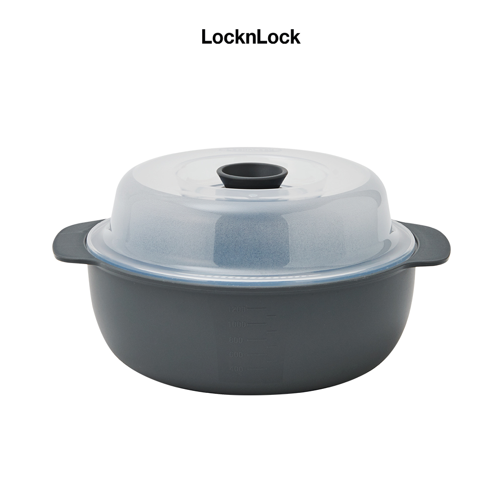 Nồi hấp trong lò vi sóng LocknLock bằng nhựa , 1.2L - màu xám - LMW123