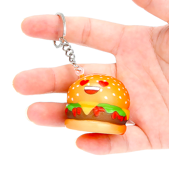 Squishy hambuger mini dạng móc khóa - Giao mặt burger ngẫu nhiên