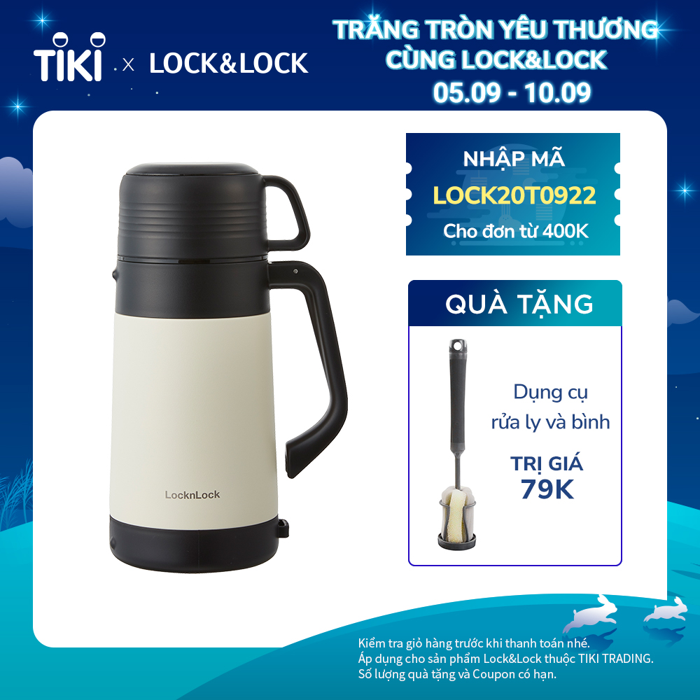 Bình giữ nhiệt LocknLock Easy Outdoor Vacuum Bottle LHC1484 - Có nắp sử dụng được như cốc và dây đeo vai - 1.2L - Hàng chính hãng