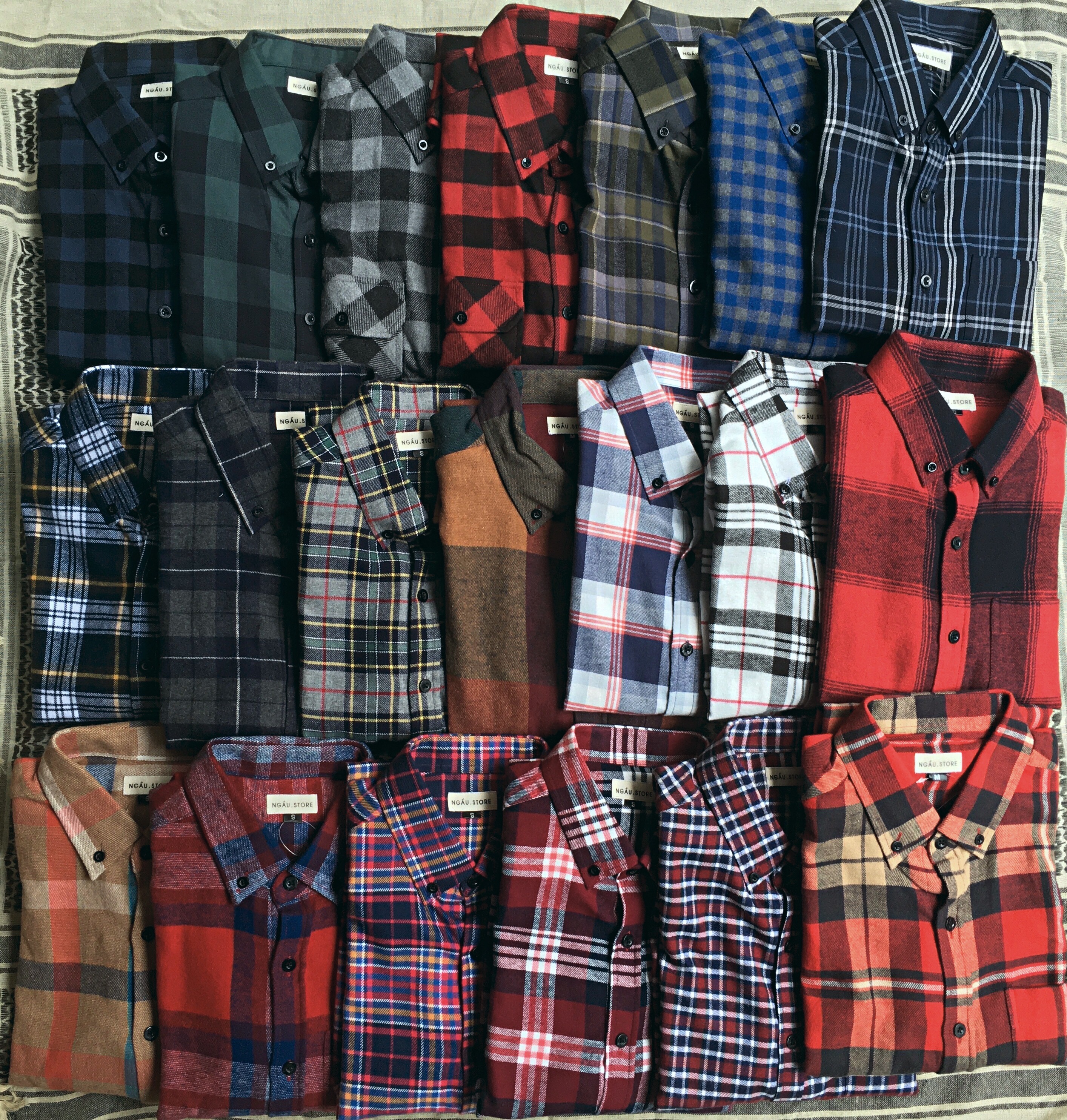 Áo sơ mi nam dạ dày, sơ mi caro chất lệu flannel shirt