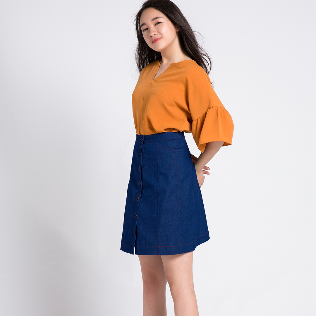 Chân Váy Ngắn Miniskirt Chân Váy Jeans Thời trang thiết kế Hity SKI028 (Denim)