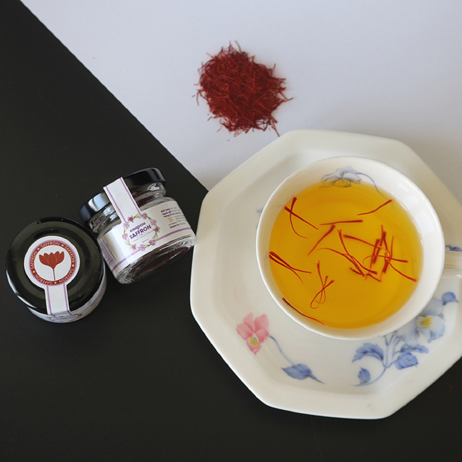 Combo 3 hộp (hộp/1gr) saffron Kingdom Herb, nhụy hoa nghệ tây Iran chính hãng super negin thượng hạng (Tặng táo đỏ Tân Cương 10g và bình nước thủy tinh)