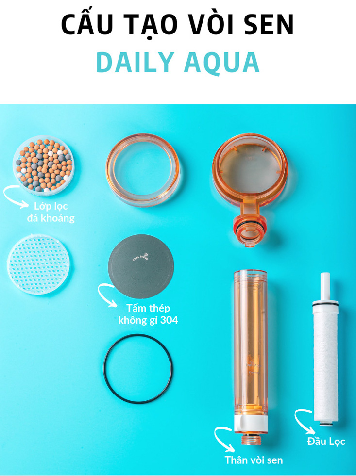 Vòi sen tăng áp lọc nước cao cấp Daily Aqua Đơn