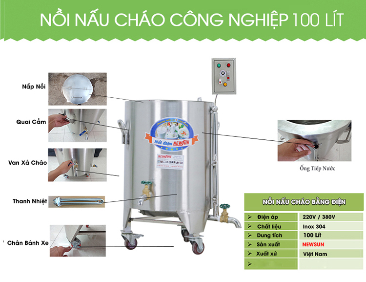 Nồi Nấu Cháo Công Nghiệp 100L