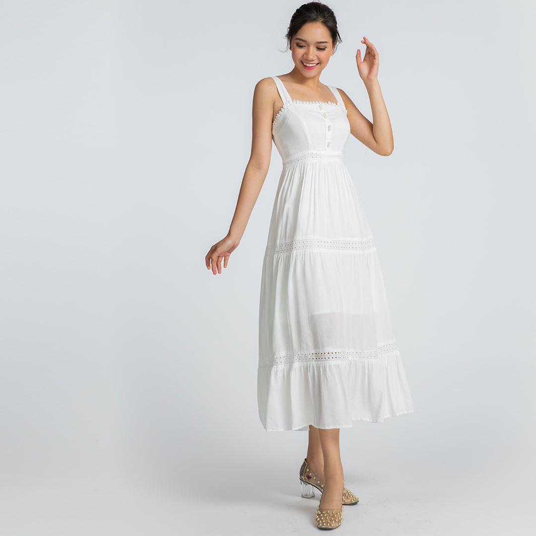Đầm Maxi Đầm Đi Biển Đầm Trắng Cao Cấp Thời trang thiết kế Hity DRE092
