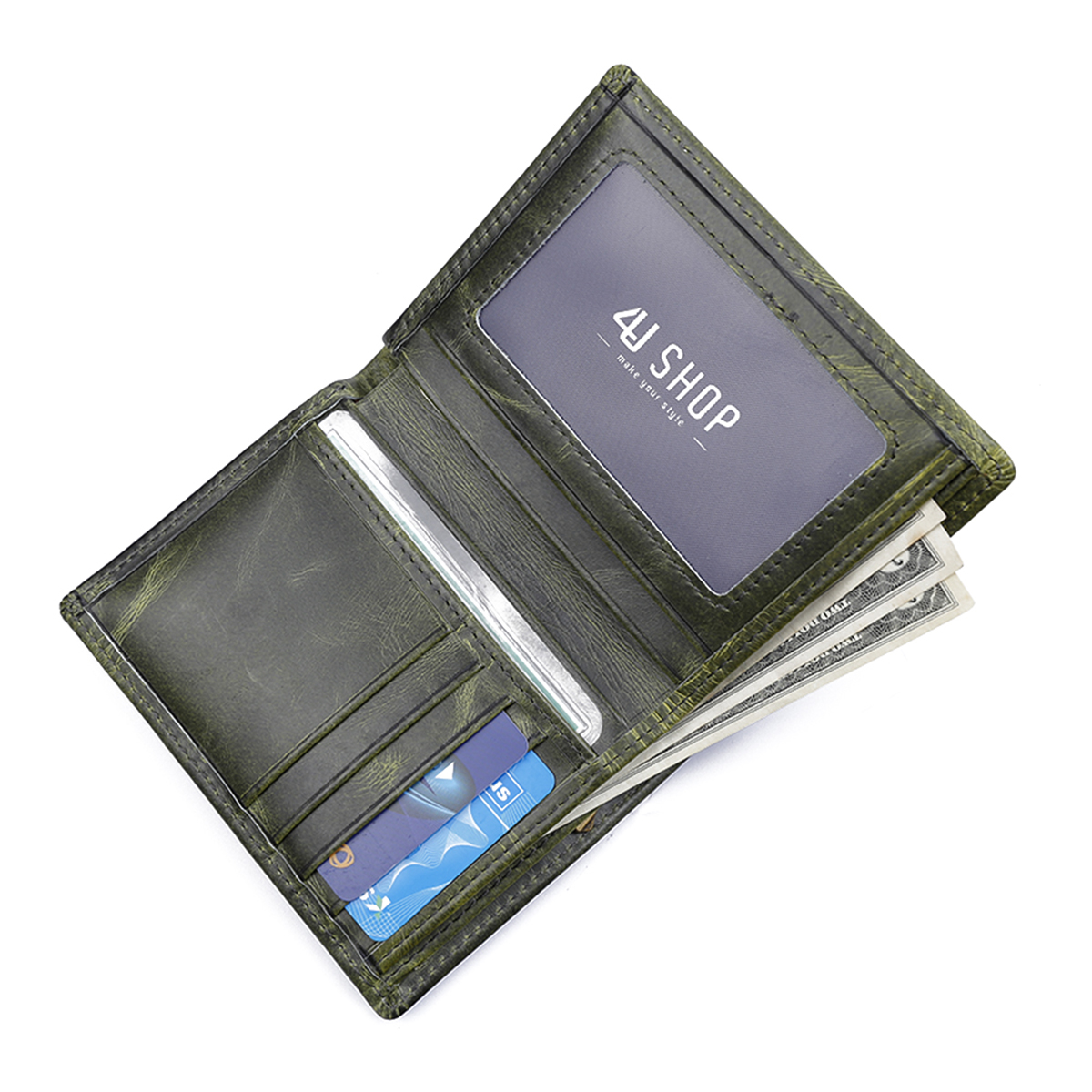 Bóp Ví Nam Da Bò Thật Pull Up 4U Cao Cấp Dáng Đứng Sang Trọng FB243