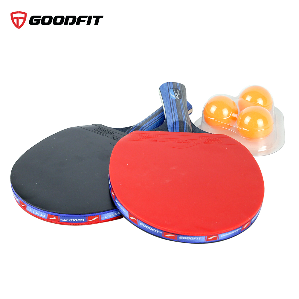 Bộ 2 vợt bóng bàn tặng kèm 3 bóng GoodFit, cốt vợt 7 lớp, mặt mút đàn hồi, chất lượng đạt chuẩn Goodfit GF001TS