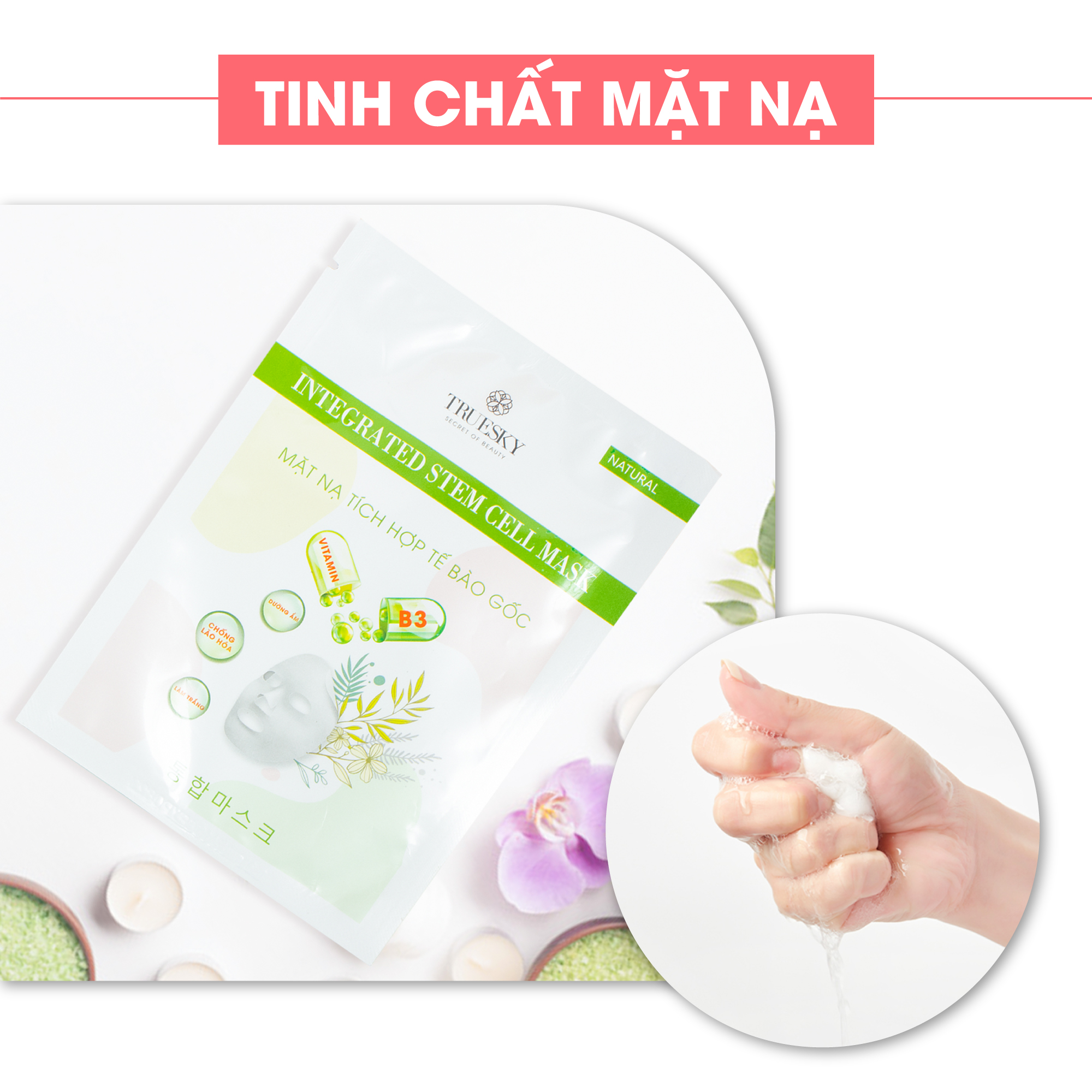 Mặt nạ dưỡng trắng da và ngăn ngừa lão hoá Truesky Integrated Mask chiết xuất hoa hồng đá 25g