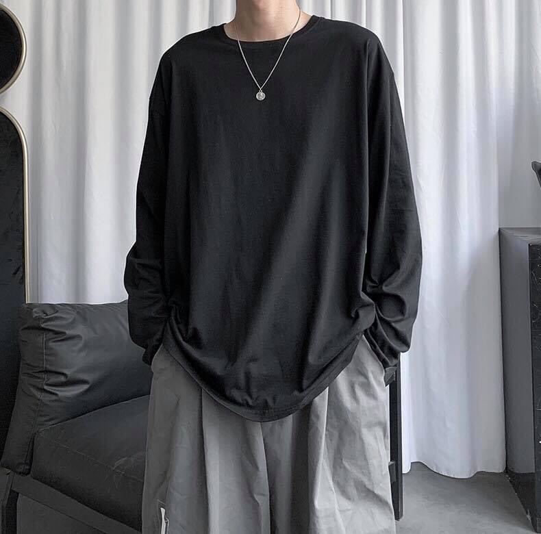 [ Có ảnh thật ]  Áo thun tay dài trơn form rộng unisex - Áo sweater trơn