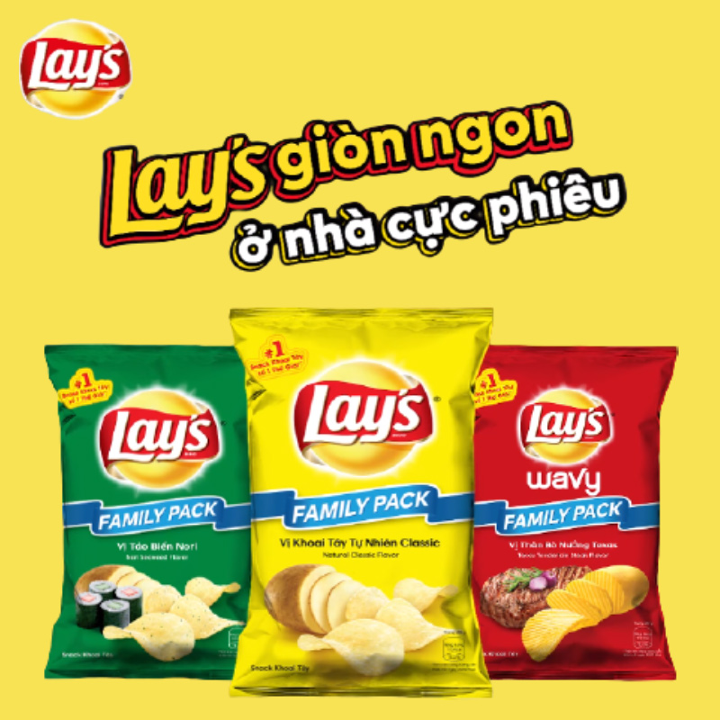 Combo 5 Bánh Snack Khoai Tây Lay's vị Khoai Tây Tự Nhiên 150g Cho Cả Nhà - Family Pack Siêu Tiết Kiệm