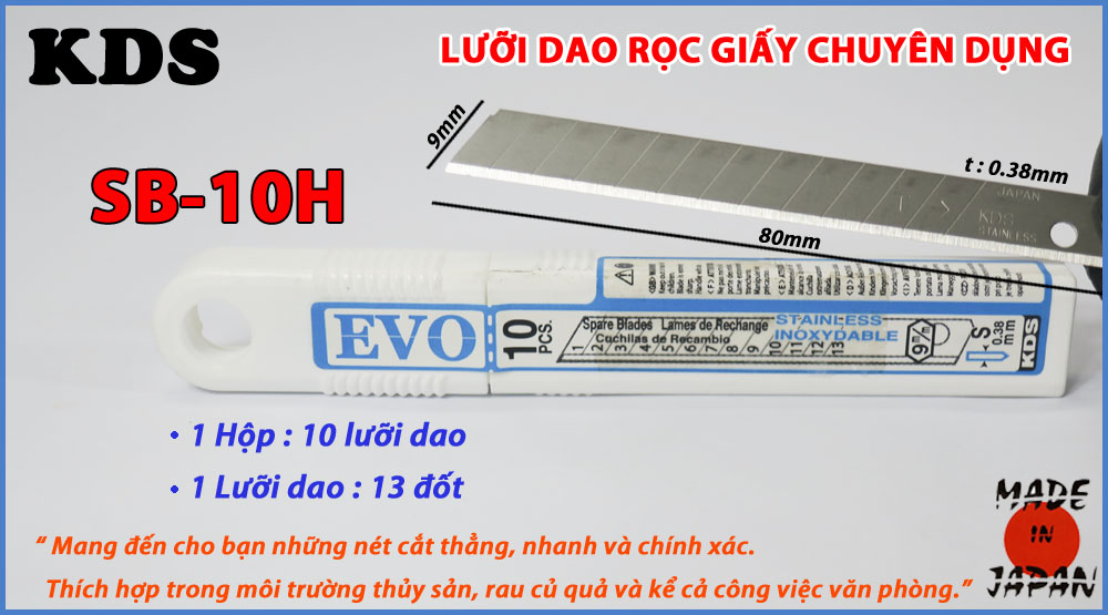 LƯỠI DAO INOX 9mm KDS SB-10SEVO