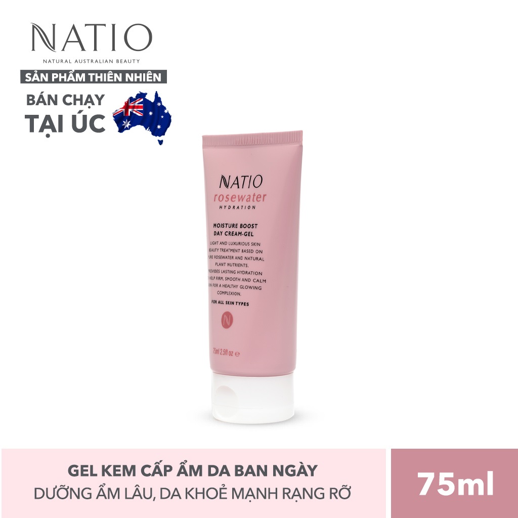 Gel Kem Cấp Ẩm Da Ban Ngày Natio Rosewater Hydration Moisture Boost Day Cream-Gel 75ml