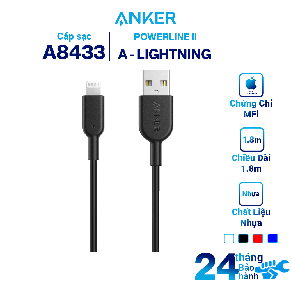 Dây Cáp Sạc Li.ght.ning Cho i.Phone Anker PowerLine II 1.8m - A8433H22