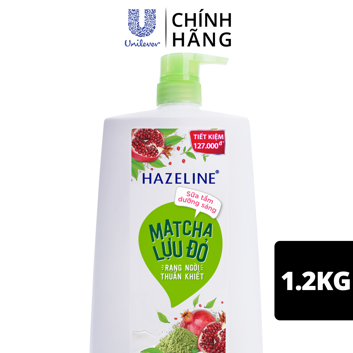 Sữa Tắm Dưỡng Thể Thiên Nhiên Trắng Sáng Da Hazeline Matcha Lựu đỏ Sáng Mịn Rạng Ngời 1.2kg