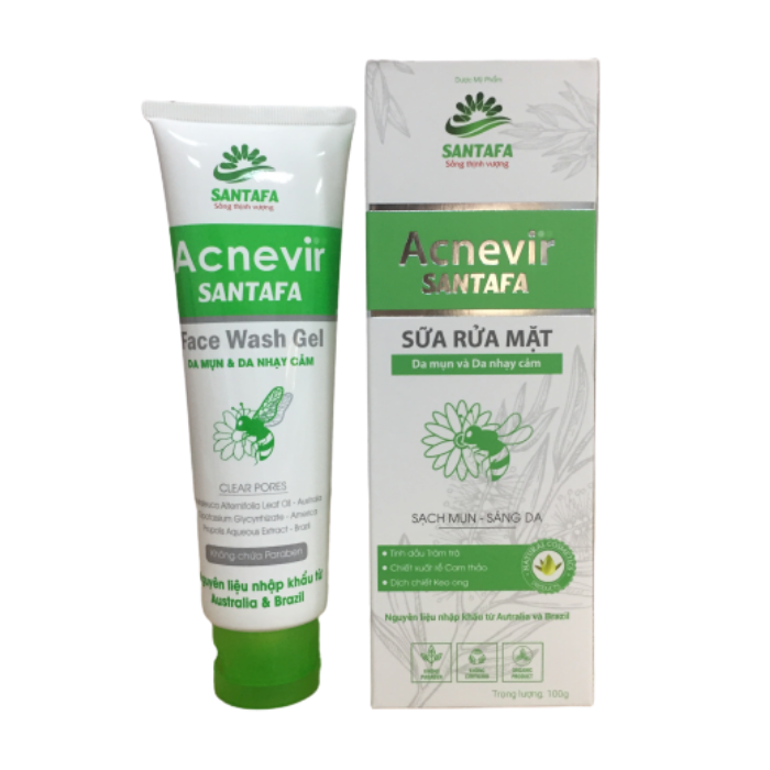Combo Chăm Sóc Mụn Đầu Đen Da Nhờn gồm Sữa rửa mặt và Kem hỗ trợ giảm mụn đầu đen mụn cám Santafa