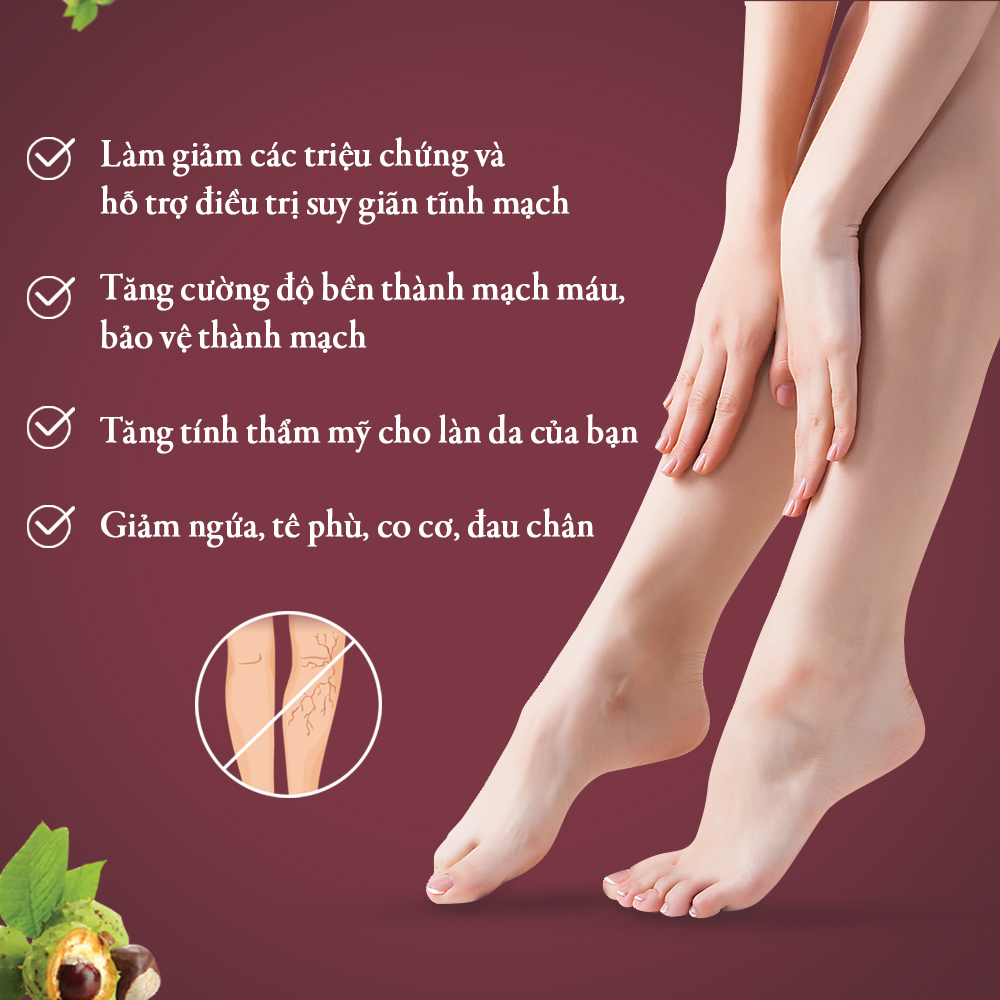 Viên Uống Hỗ Trợ Điều Trị Bệnh Suy Giãn Tĩnh Mạch Vascovein , Chiết Xuất Từ Hạt Dẻ Ngựa - Nguyên Liệu Nhập Khẩu Châu Âu