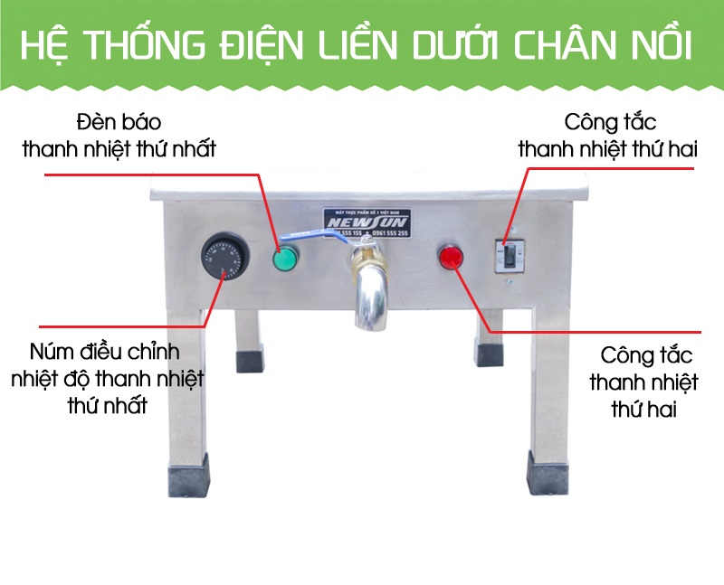 Nồi Nấu Phở Điện Liền Nồi NEWSUN 50L