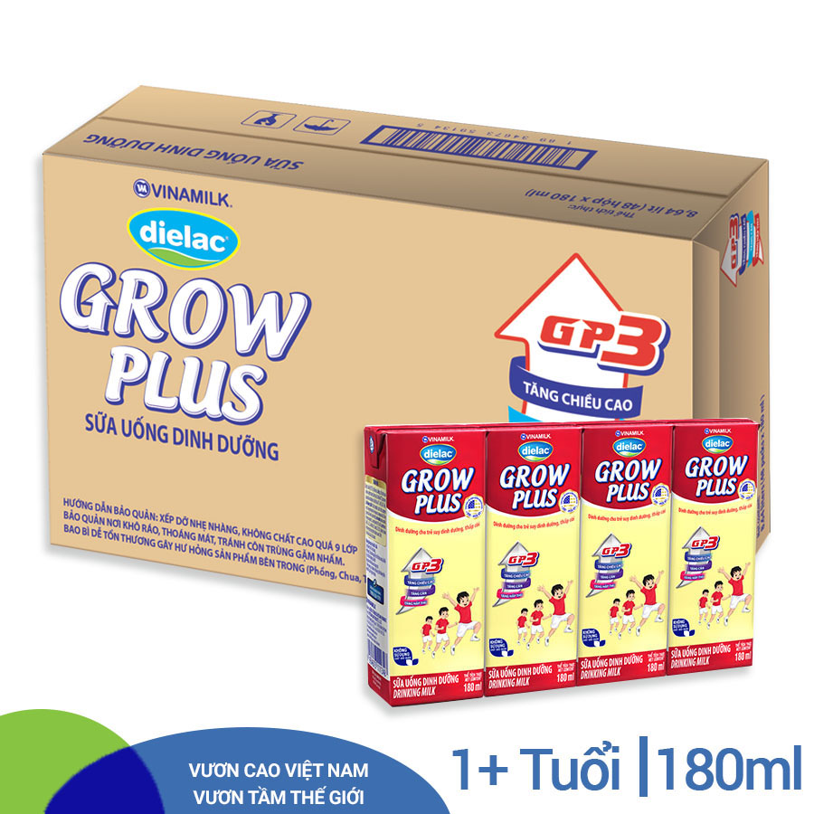 Thùng 48 Hộp Sữa Bột Pha Sẵn Vinamilk Dielac Grow Plus - Đỏ 180ml