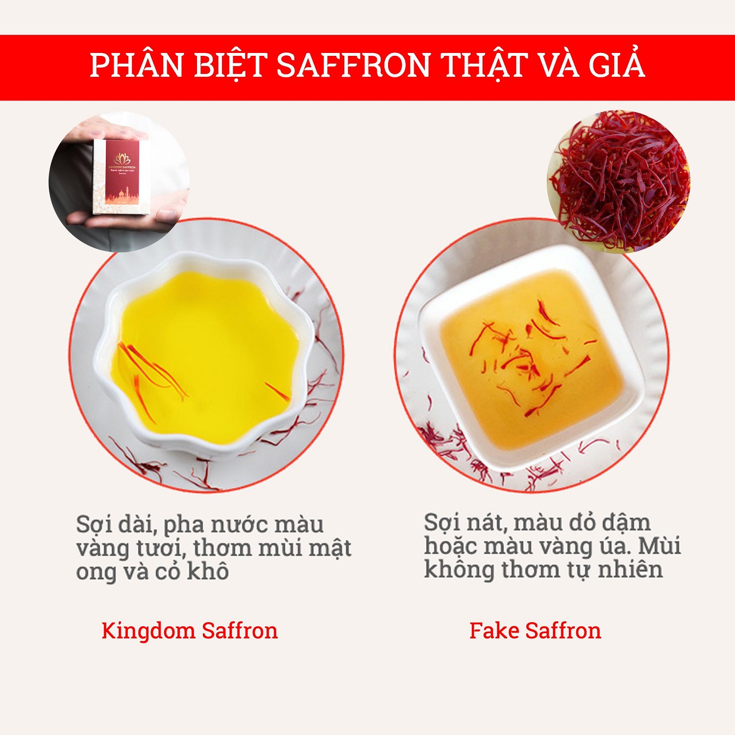 Combo 3 hộp (hộp/1gr) saffron Kingdom Herb, nhụy hoa nghệ tây Iran chính hãng super negin thượng hạng (Tặng táo đỏ Tân Cương 10g và bình nước thủy tinh)