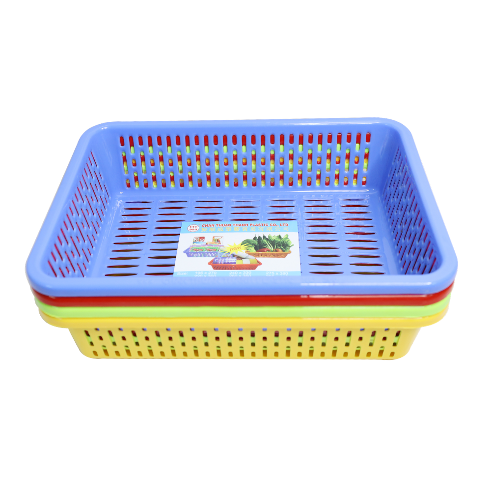 Combo 5 rổ nhựa chữ nhật Chấn Thuận Thành 27 x 19 x 6.5cm đựng đồ, đựng rau củ, đa năng tiện dụng RCN2720-5 (giao màu ngẫu nhiên)