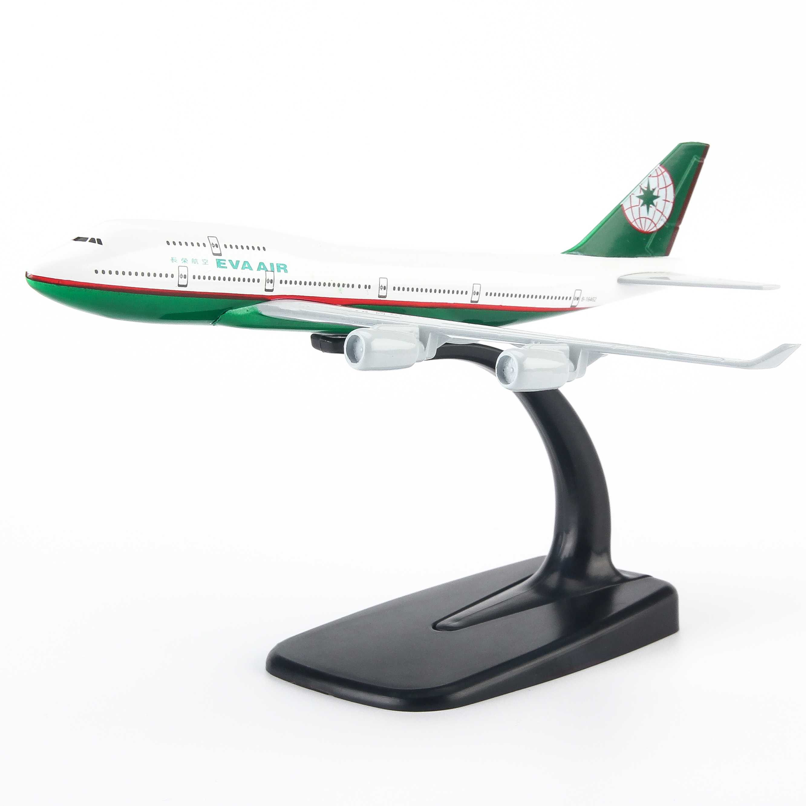 Mô hình máy bay Eva Air (16cm) - Trắng, Xanh lá cây