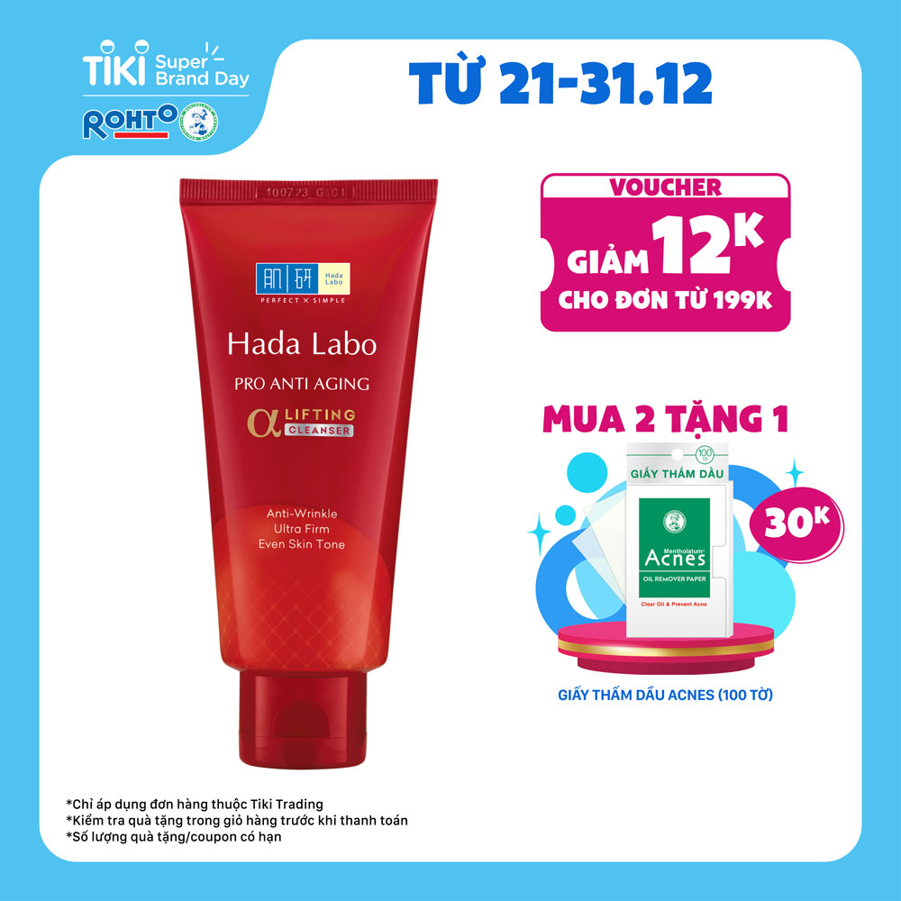 Sữa rửa mặt dưỡng chuyên biệt chống lão hóa Hada Labo Pro Anti Aging α Lifting Cleanser (80g)
