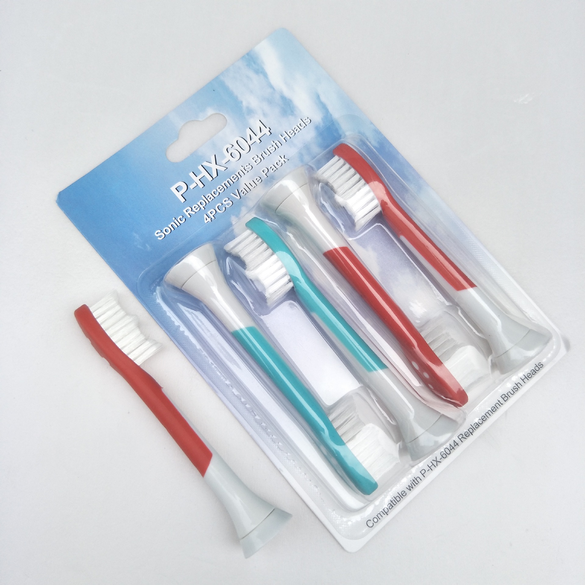 Cho máy Philips Sonicare HX3, HX6, HX7, HX8, HX9, R, FlexCare +, FlexCare, HealthyWhite, HydroClean, EasyClean, DiamondClean, Bộ 4 đầu bàn chải đánh răng điện HX-6044