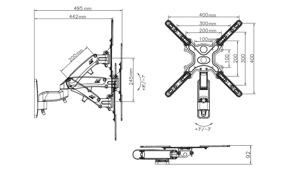 Giá Treo Góc Xoay Đa Năng F450 (40-50 Inch) - Hàng Nhập Khẩu