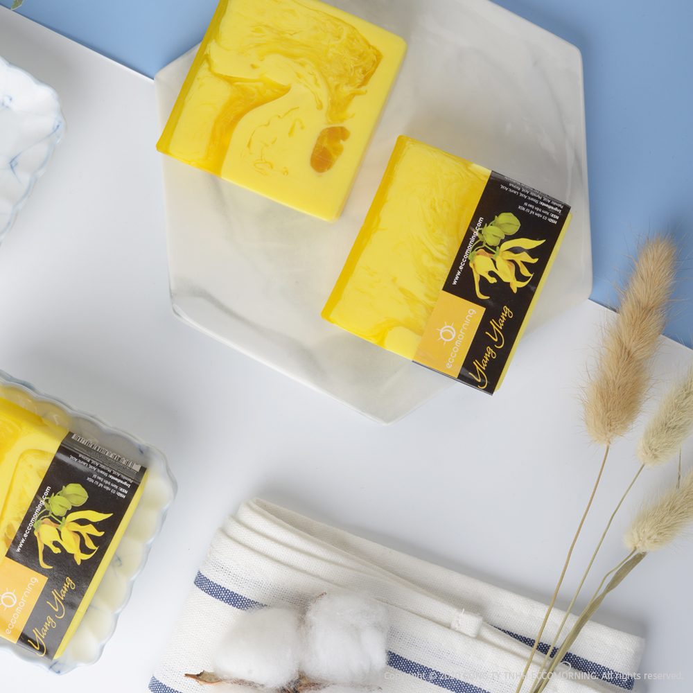 Xà Bông Thiên Nhiên Handmade eccomorning Hình Vuông Hương Ngọc Lan Tây – Ylang Ylang Soap