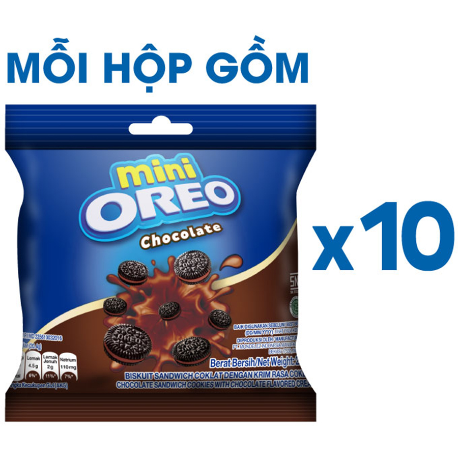 Combo 2 Hộp Bánh Quy OREO Mini Vị Socola 2x204g