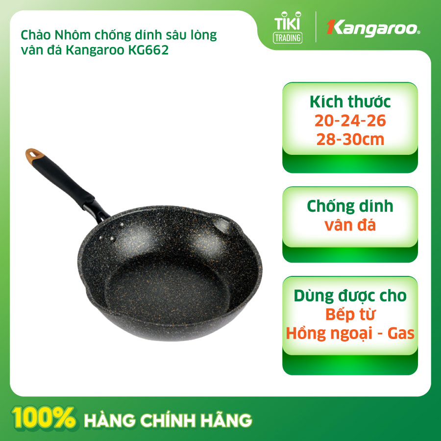 Chảo nhôm chống dính Kangaroo đáy từ - KG662L (size