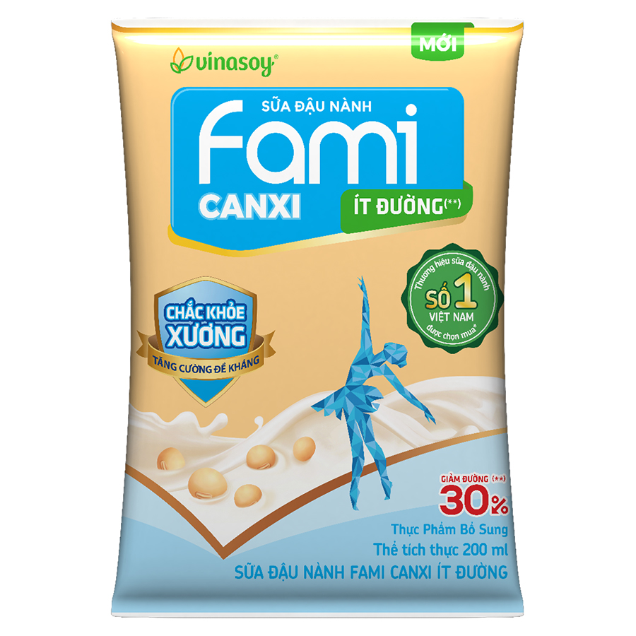 Thùng Sữa đậu nành Fami Canxi ít đường (200ml x 40 bịch)