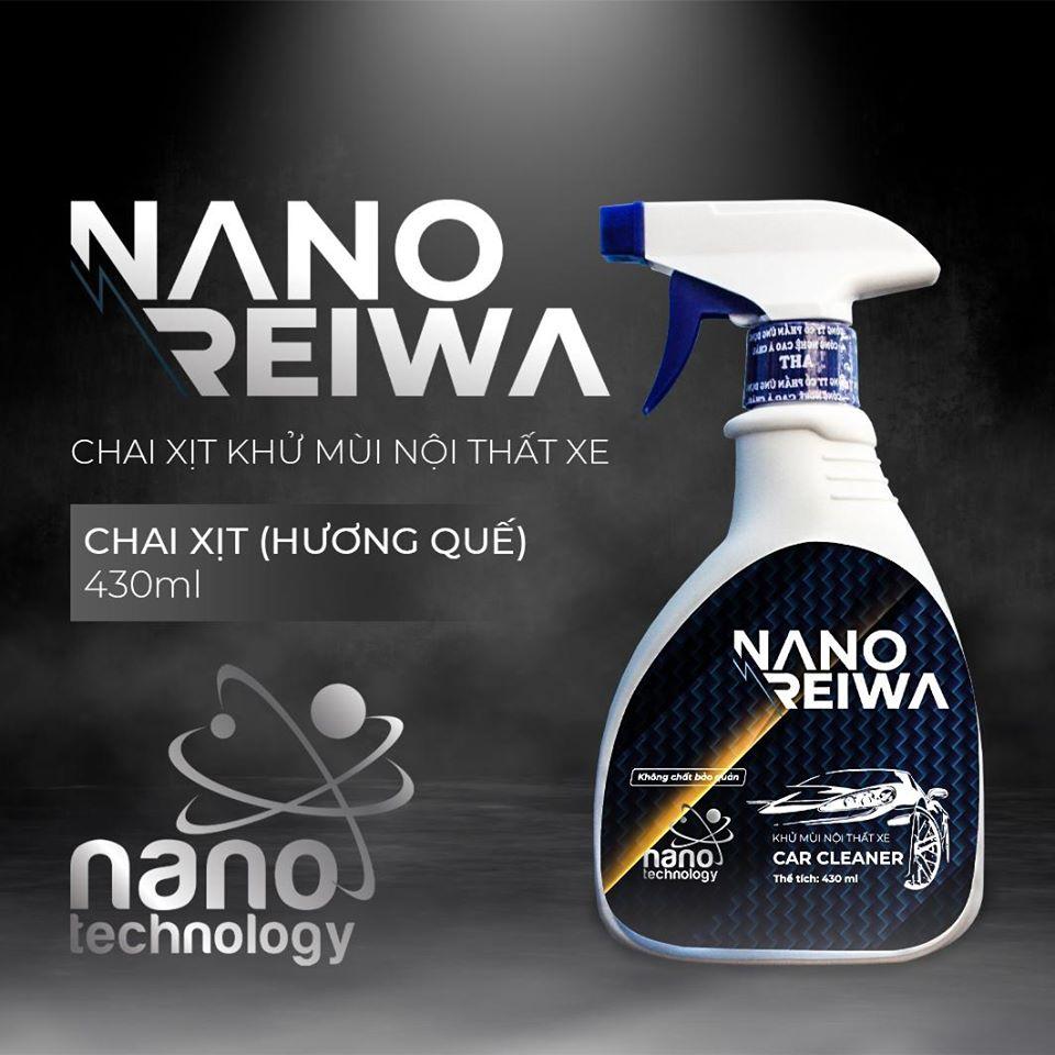 Chai xịt diệt khuẩn khử mùi ô tô xe khách bằng nano bạc Nano Reiwa 430ml hương bạc hà dịu nhẹ, được chứng nhận viện Pasteur an toàn cho trẻ em - Hàng chính hãng