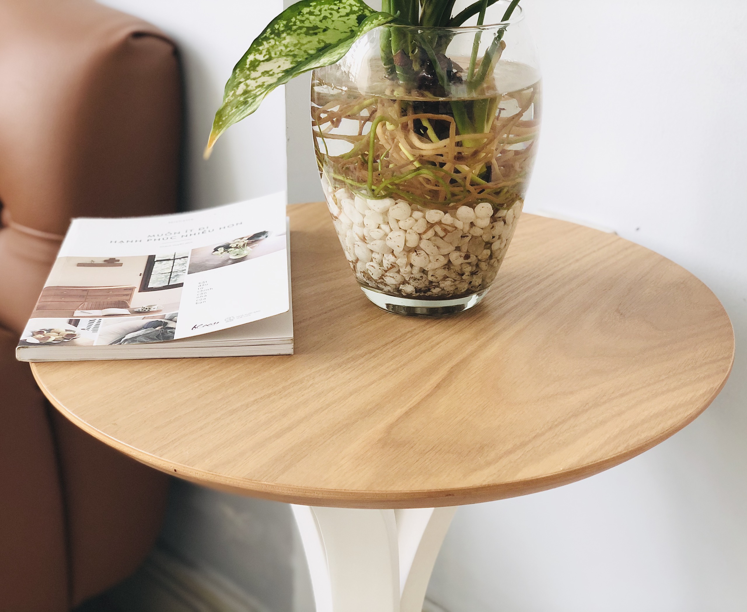 Bàn góc Plyconcept Joy Side Table - Oak and White