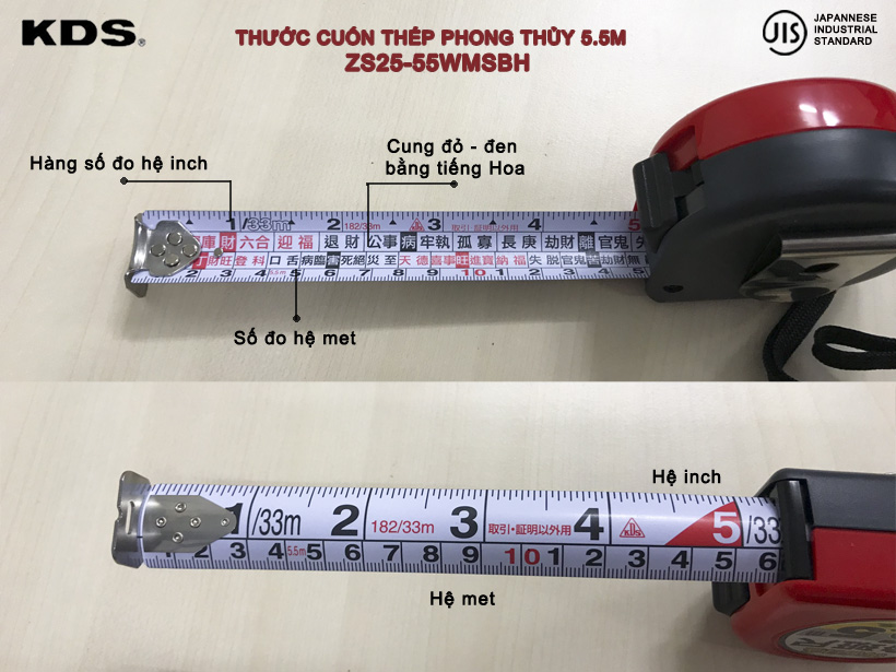 Thước cuốn thép lỗ ban 5.5m (Tiếng Trung) ZS25-55 WMSBH