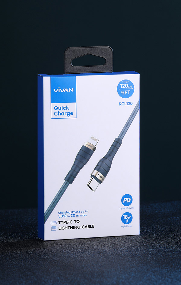 [[ Chỉ 30p sạc 50% pin iPhone X ]] - Dây Cáp Sạc Truyền Dữ Liệu Chuyển Đổi Type C Sang Lightning - Vivan - KCL120 - Hàng Chính Hãng