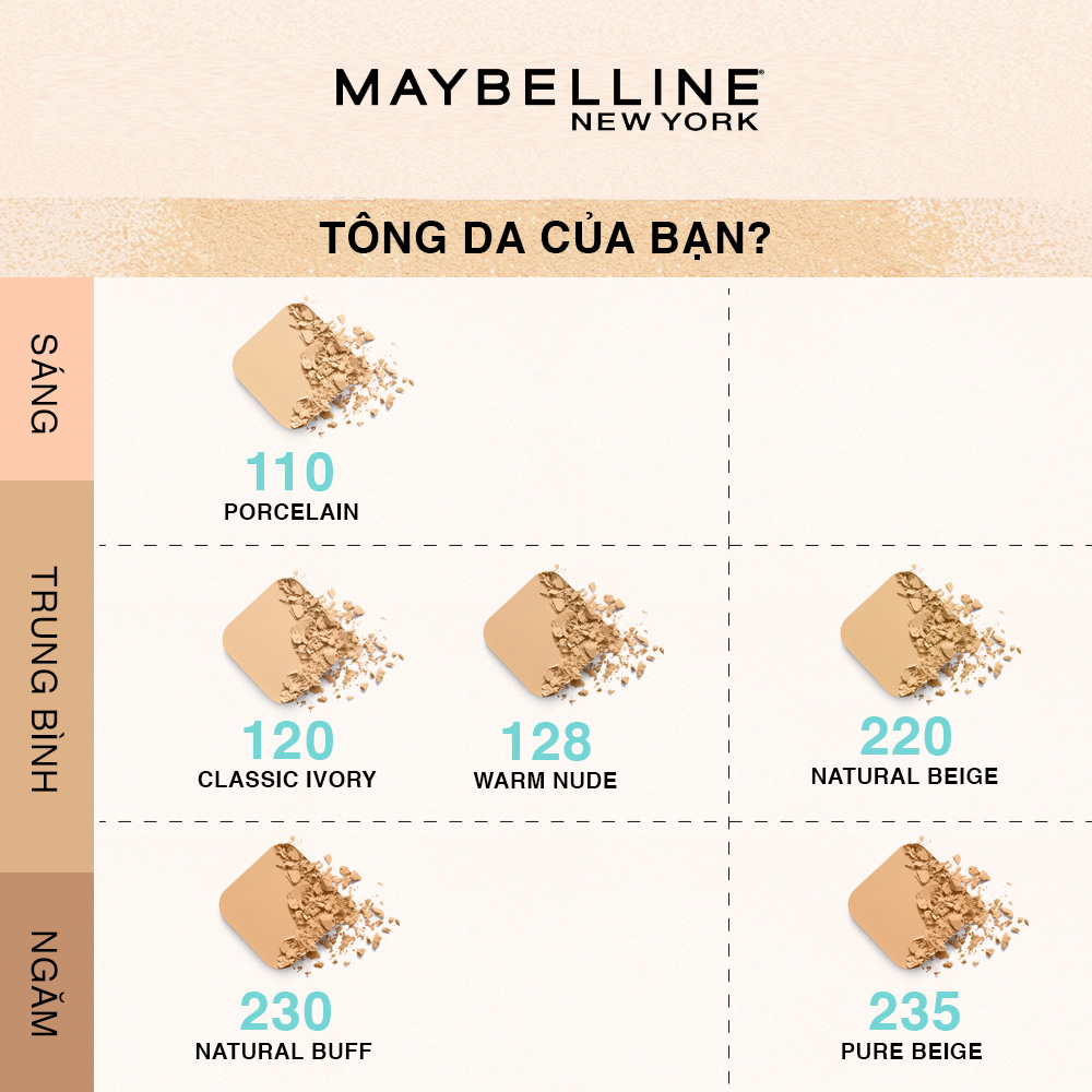 Phấn Nền Kiềm Dầu Chống Nắng Tiệp Mọi Tông Da SPF 32 PA+++ Fit Me Skin-Fit Powder Foundation Maybelline New York 9g