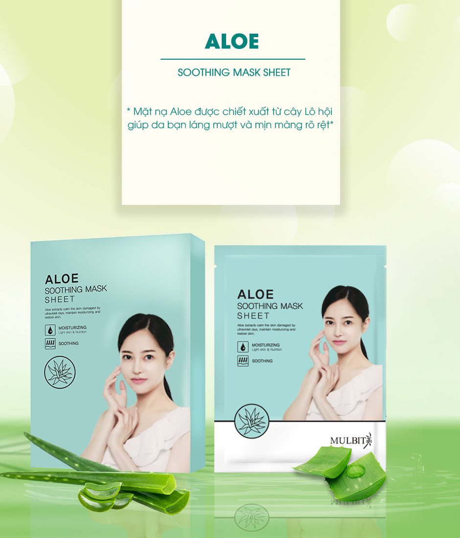 Mặt nạ cao cấp tinh chất Lô Hội – Mulbit Aloe Soothing Mask Sheet