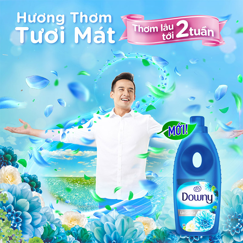 Nước Xả Vải Downy Làn Gió Mát 2.4L combo 2 túi