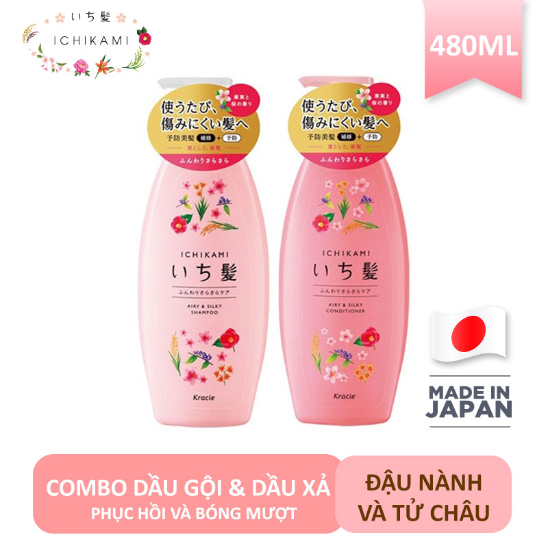 Dầu Xả Nhật Bản Ichikami Dưỡng Tóc Mềm Mượt Và Bồng Bềnh 480ml