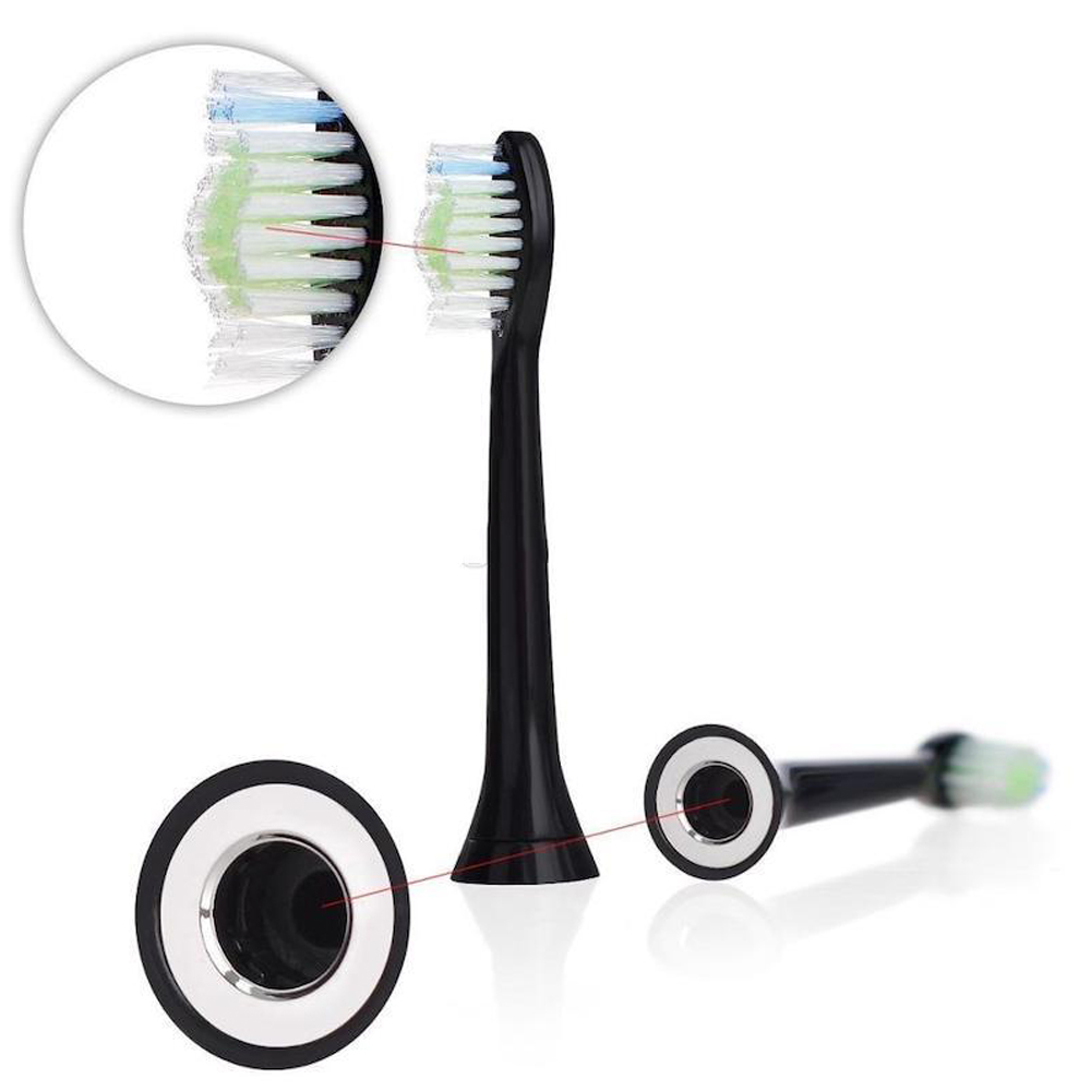 Bộ 4 đầu bàn chải đánh răng điện HX-6064 màu đen cho máy Philips Sonicare HX3, HX6, HX7, HX8, HX9, R, FlexCare +, FlexCare, HealthyWhite, HydroClean, EasyClean, DiamondClean