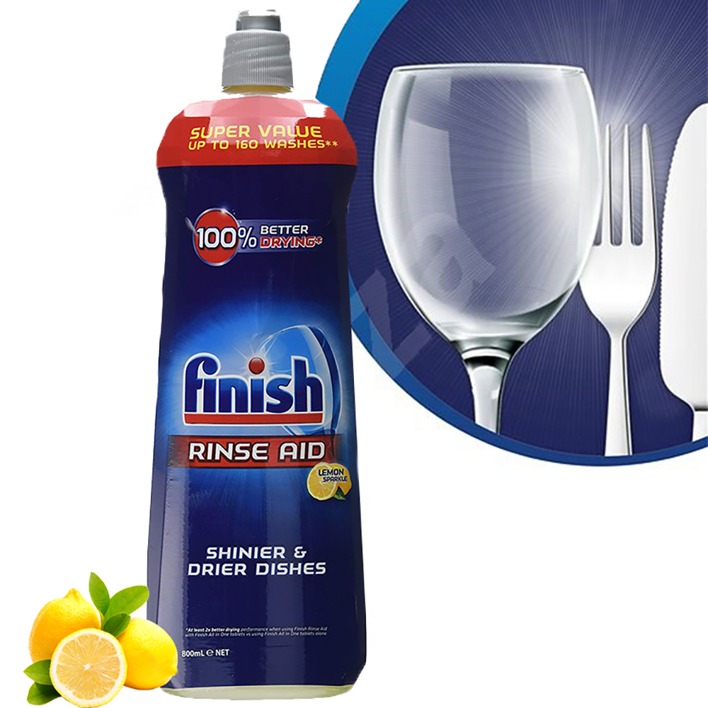 Nước làm bóng và khô chén, đĩa Finish Dishwasher Shine &amp; Dry Lemon 800ml QT004996 - hương chanh